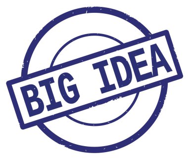 Mavi daire basit damgası yazılı büyük fikir metin.