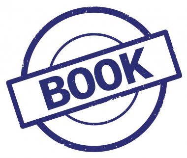 Mavi daire basit damgası yazılmış kitap metni.