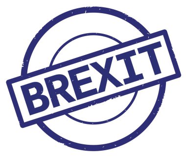 Brexit metin, mavi daire basit damga yazılmış.
