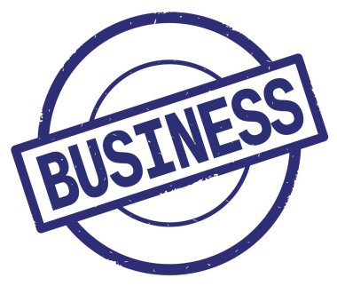 İş metin, mavi daire basit damga yazılmış.