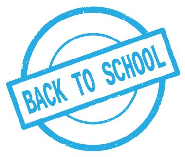 Okul için metin, camgöbeği basit daire damga yazılmış.