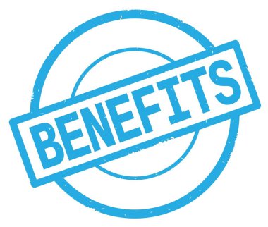 Faydaları metin, camgöbeği basit daire damga yazılmış.