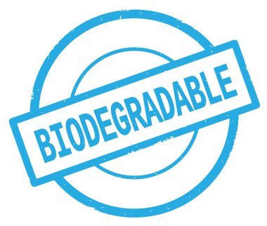 Biyolojik olarak parçalanabilen metin, camgöbeği basit daire damga yazılmış.