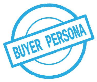 Alıcı Persona metin, camgöbeği basit daire damga yazılmış.