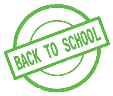 Okul için metin, yeşil daire basit damga yazılmış.