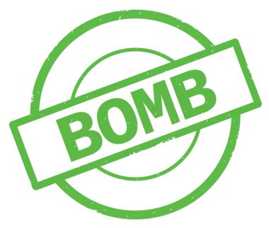 Bomba metin, yeşil daire basit damga yazılmış.