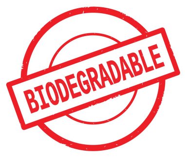 Biyolojik olarak parçalanabilen metin, kırmızı daire basit damga yazılmış.