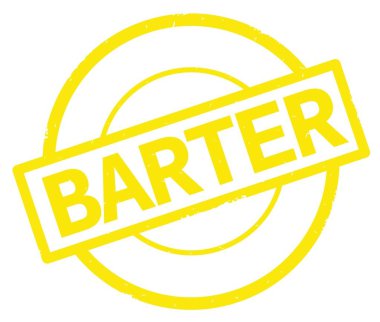 Sarı daire basit damgası yazılmış metni, takas.