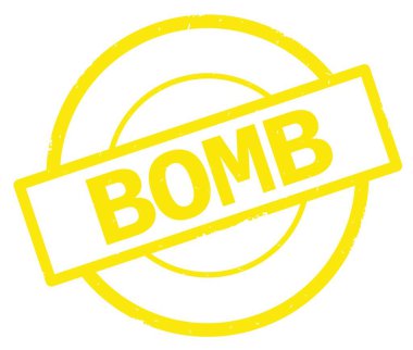 Bomba metin, sarı daire basit damga yazılmış.