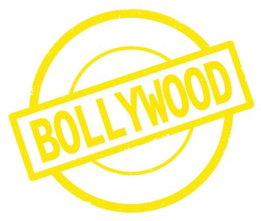 Bollywood metin, sarı daire basit damga yazılmış.