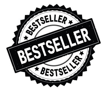 Bestseller siyah metin damgası, zig zag kenarlıklı yuvarlak.