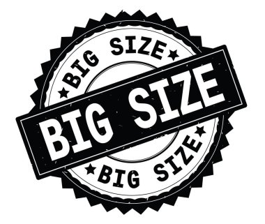 Büyük boyut siyah metin damgası, zig zag kenarlıklı yuvarlak.