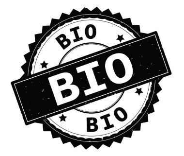 Biyo siyah metin damgası, zig zag kenarlıklı yuvarlak.