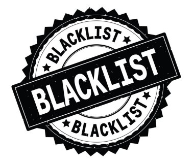 Kara siyah metin damgası, zig zag kenarlıklı yuvarlak.