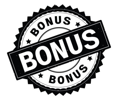 Bonus siyah metin damgası, zig zag kenarlıklı yuvarlak.