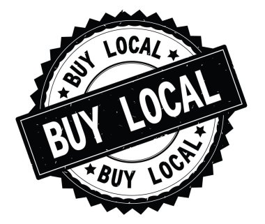 Yerel satın siyah metin damgası, zig zag kenarlıklı yuvarlak.