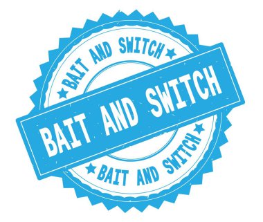 Aldatmaca mavi metin damgası, zig zag kenarlıklı yuvarlak.