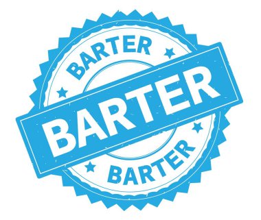 Takas mavi metin damgası, zig zag kenarlıklı yuvarlak.