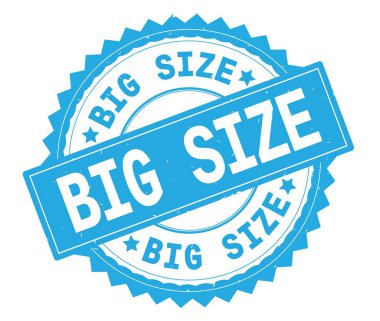 Büyük boyut mavi metin damgası, zig zag kenarlıklı yuvarlak.