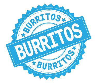 Burrito mavi metin damgası, zig zag kenarlıklı yuvarlak.