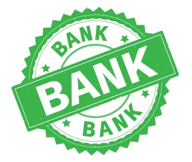 Banka yeşil metin damgası, zig zag kenarlıklı yuvarlak.