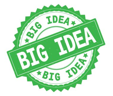 Büyük bir fikir yeşil metin damgası, zig zag kenarlıklı yuvarlak.