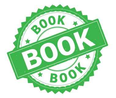 Kitap yeşil metin damgası, zig zag kenarlıklı yuvarlak.