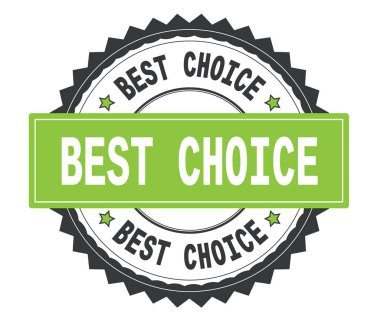 Gri ve yeşil yuvarlak damga, zig zag bor ile en iyi seçim metni