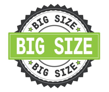 Büyük boyut metin gri ve yeşil yuvarlak damga, zig zag kenarlıklı üzerinde