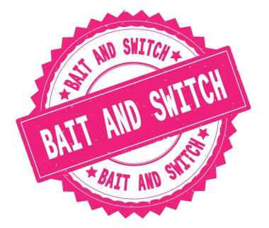 Aldatmaca pembe metin damgası, zig zag kenarlıklı yuvarlak.