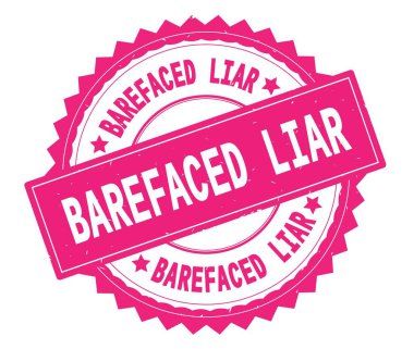 Utanmaz yalancı pembe metin damgası, zig zag kenarlıklı yuvarlak.