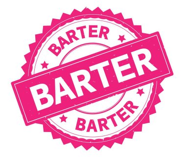 Takas pembe metin damgası, zig zag kenarlıklı yuvarlak.