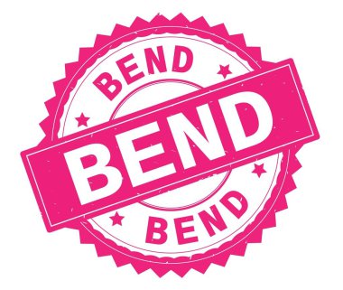 Bend pembe metin damgası, zig zag kenarlıklı yuvarlak.