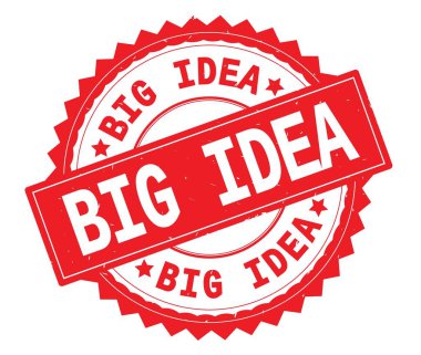 Büyük fikir kırmızı metin damgası, zig zag kenarlıklı yuvarlak.