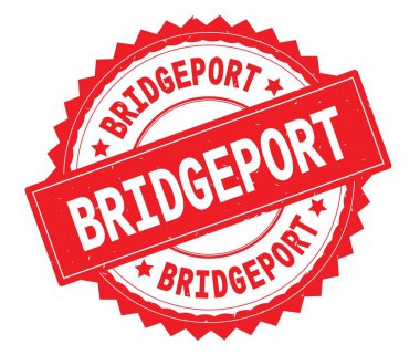 Bridgeport kırmızı metin damgası, zig zag kenarlıklı yuvarlak.