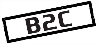 B2c metin, siyah dikdörtgen kenarlık damgası.