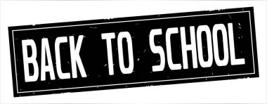 Okul için metni, tam siyah dikdörtgen damgası.