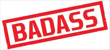 Kırmızı dikdörtgen kenarlık damga üzerinde badass metin.