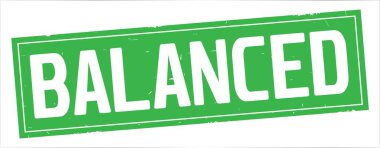 Tam yeşil dikdörtgen damga üzerinde dengeli metin.