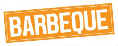 Barbekü metni, tam turuncu dikdörtgen damgası.