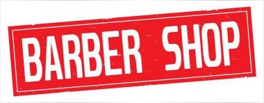 Berber Dükkanı metni, tam kırmızı dikdörtgen damgası.