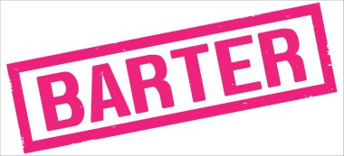 Pembe dikdörtgen kenarlık damga üzerinde takas metin.