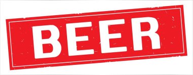 Bira metni, tam kırmızı dikdörtgen damgası.