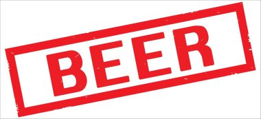 Üzerinde kırmızı dikdörtgen kenarlık damga bira metin.
