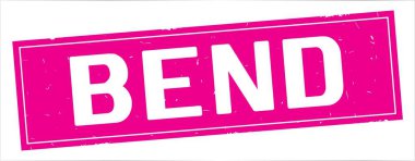 Tam pembe dikdörtgen damga üzerinde bend metin.