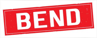 Tam kırmızı dikdörtgen damga üzerinde bend metin.