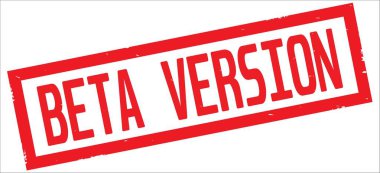 Kırmızı dikdörtgen kenarlık damga üzerinde beta sürümü metin.