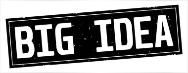 Tam siyah dikdörtgen damga üzerinde büyük fikir metin.