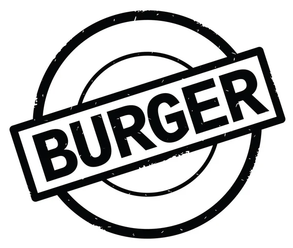 Burger tekst, napisany na znaczku czarny prosty koło. — Zdjęcie stockowe