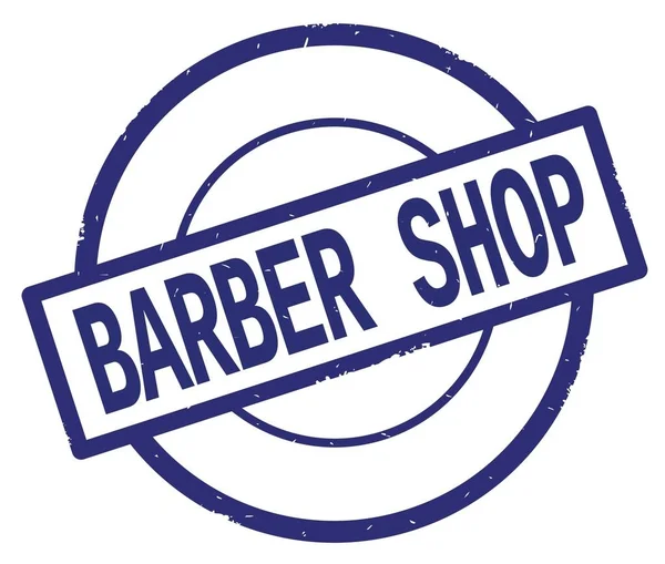 Barber Shop tekst, napisany na znaczku niebieskie koło proste. — Zdjęcie stockowe
